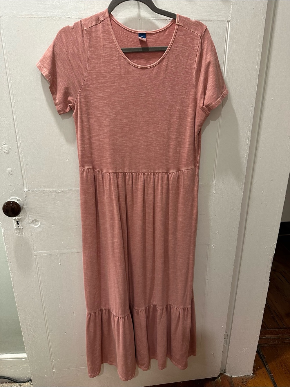 Old Navy Dusty Rose Short-Sleeve Tiered Maxi Dress